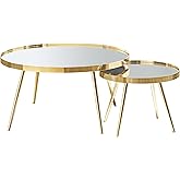 Coaster Home Furnishings - Kaelyn - 2-Piece Round Mirror Top Nesting Coffee Table with Metal Frame - Contemporary - Living Ro