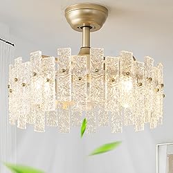 Crystal Chandelier Fan Caged Ceiling Fan with Light