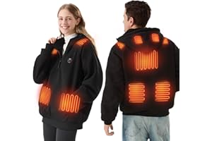 DR.PREPARE Heated Hoodie Unisex with 16000mAh Power Bank, 9 Heat Zones, Max 8H Heating Clothing, Ultra-Thick Plush Hoodie
