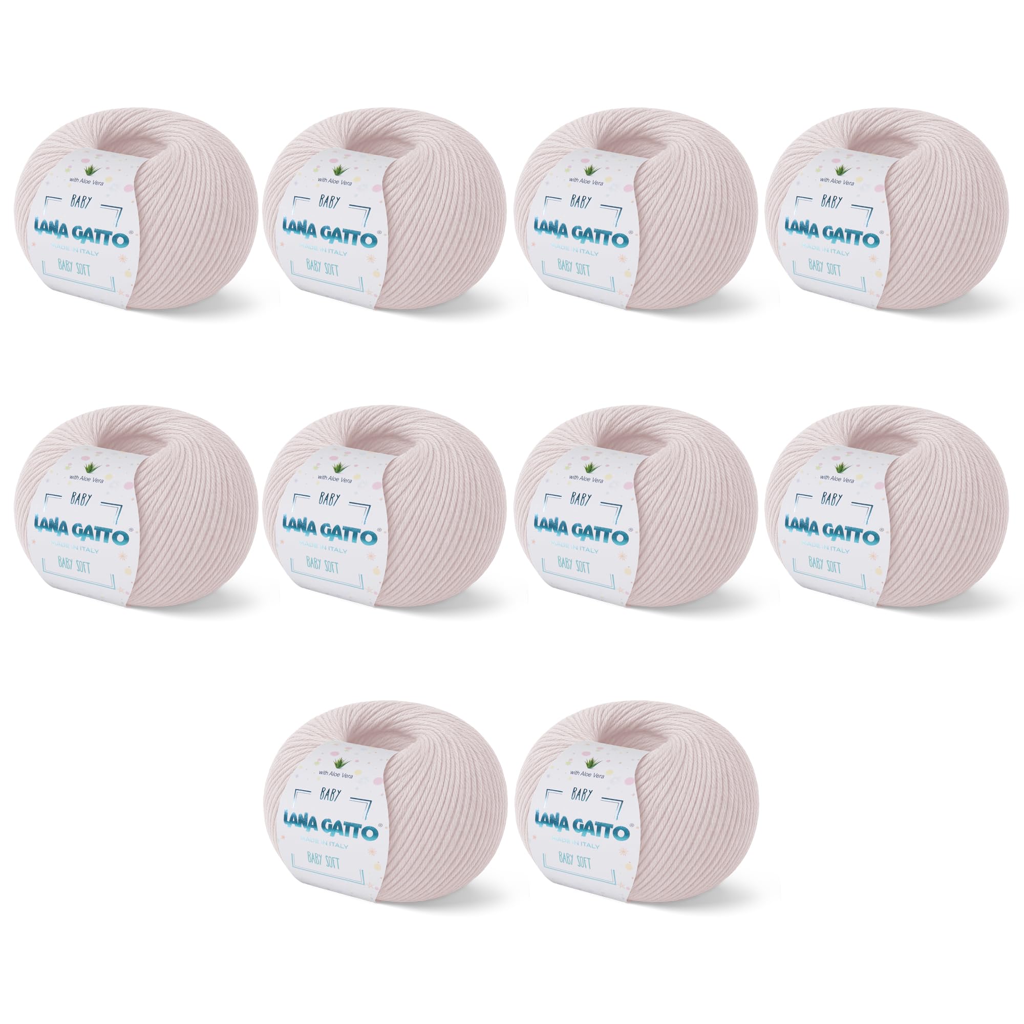 Baby Soft Yarns for Crocheting and Knitting 100% Merino Wool Treated with Aloe Vera, Soft Wool for Babies, Made in Italy by Lana Gatto, (10, Cream - 13701)