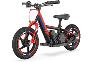 AIII Lightweight Electric Dirt Bike for Kids Aged 3-6, 170W Racing Grade Electric Motorcycle, Up to 9MPH & 2 Speed Settings, 24V Detachable Battery, 12'' Rubber Tires, Adjustable Seat