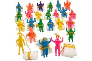 Kicko Mini Vinyl Paratroopers - 48 Pack Parachute Men - Assorted Colors Cool Airborne Army Guy Action Figures - for Kids, Boy