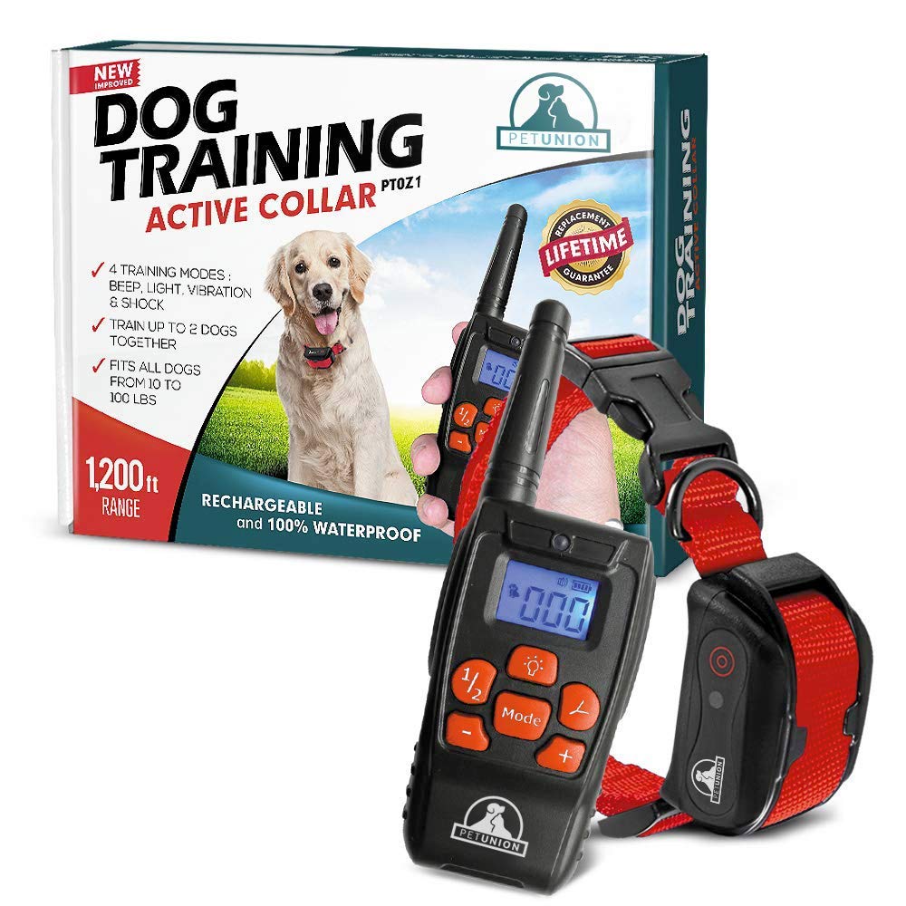 Pet Union PT0Z1 Premium Dog Training Shock Collar, Fully Waterproof, 1200ft Range