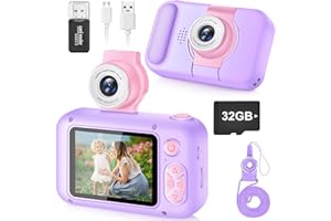 ARNSSIEN Kids Camera, Toddler Kid Digital Camera with 180°Flip Lens & 2.4in IPS Screen, Birthday Festival Gifts Present Toy for 4 5 6 7 8 9 10 11 Year Old Girls/Boys, 32 GB Card Included, X101