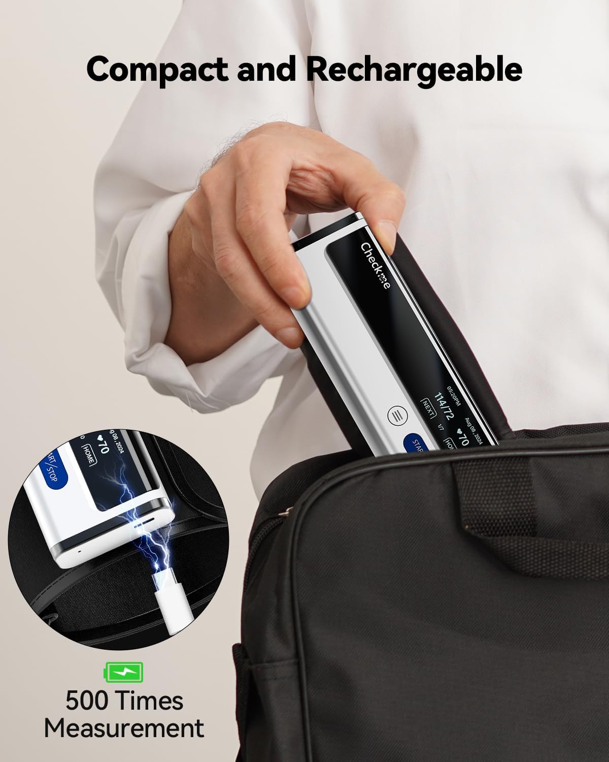 Checkme BP2A Blood Pressure Monitor for Home Use Upper Arm - Bluetooth BP Machine Cuff, Accurate Digital Readings in 30 Seconds, Unlimited Data Stored in App for iOS & Android