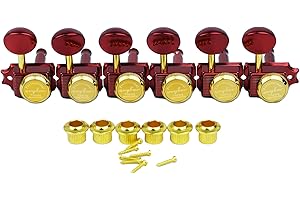 Guyker 6 Inline Vintage Guitar Lock String Tuners – Locking Tuning Key Pegs Machine Heads Replacement Parts for ST TL Style E