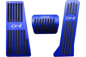 BOYUER 3PCS Anti-Slip No Drilling Aluminum Rest Brake Gas Accelerator Pedal Covers Foot Pedal Pads Kit For Mazda CX-5 2013-2025 (Blue)