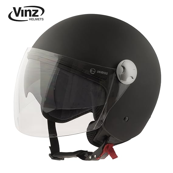 Vinz Motorradhelm Rollerhelm Jethelm Jet Helm mattschwarz in Gr. XS-XL | Helm mit Visier und Sonnenblende | ECE zertifiziert 