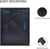 EGOFINE 12x9 Black Wood Photo Frames Set of 4 with Acrylic Glass view 6
