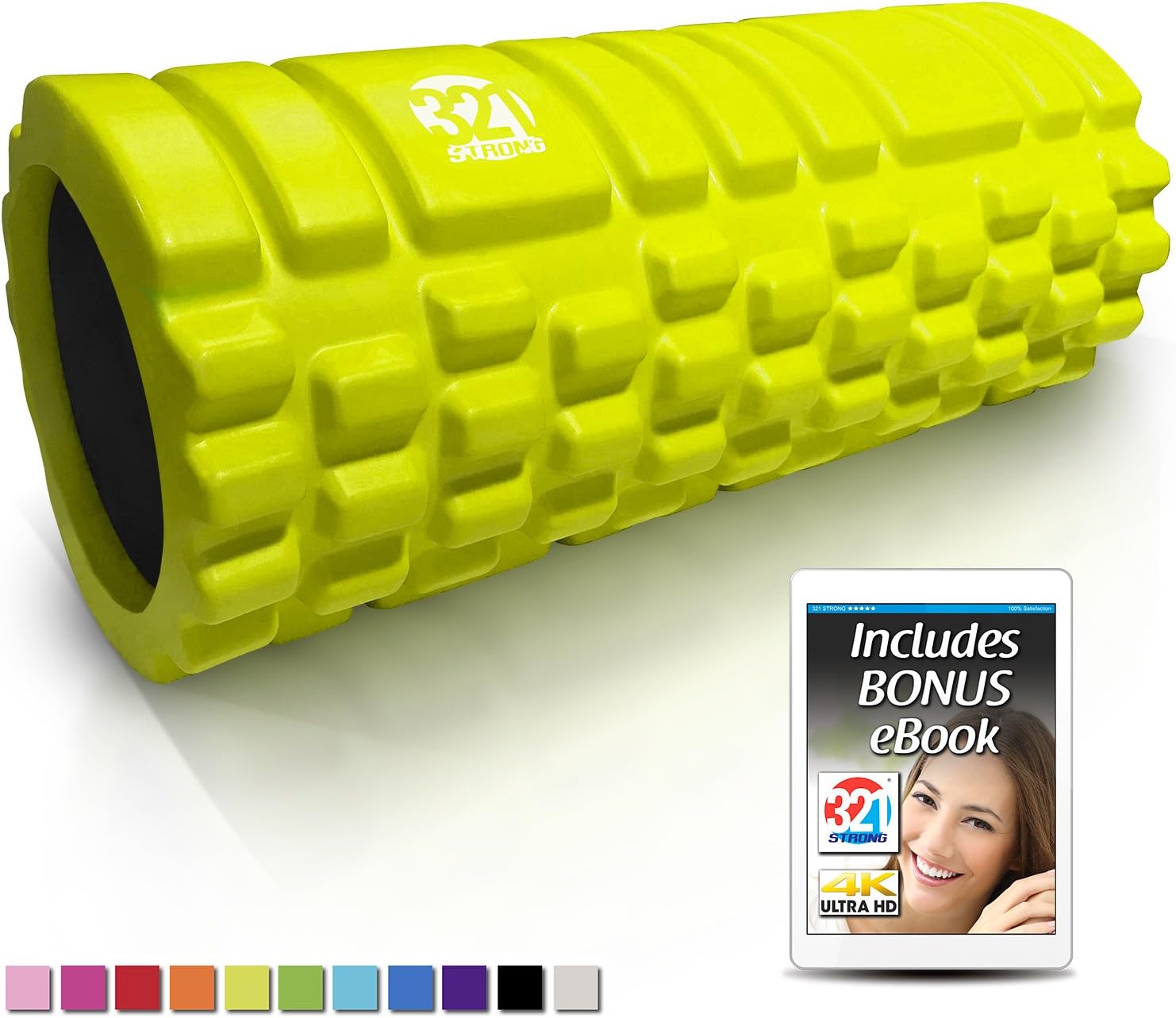321 STRONG Foam Roller - Medium Density Deep Tissue Massager for Muscle Massage and Myofascial Trigger Point Release, with 4K eBook - Fluorescent Lime : Sports & Outdoors