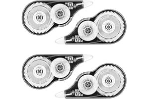 JEFURE 4 Pcs Correction Tape, 39.37 Ft White Wrong Out Tear-Resistant Bulk, Instant Corrections Easy to Use Applicator for School, Office, Note Taking, Journal (Tape Width 0.2 in，Clear)
