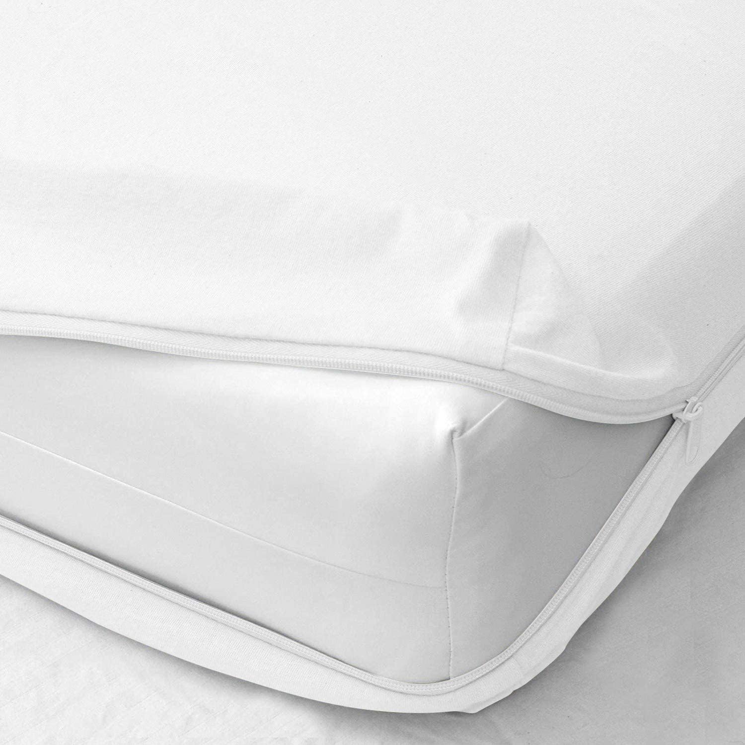 Photo 1 of Zipper Fitted Sheet - Twin Size, 8 Inch Deep Pocket, Hotel Quality Brushed Microfiber Bottom Sheet, Soft Wrinkle-Free, Shrinkage and Fade Resistant, 1 Fitted Sheet Only (White)