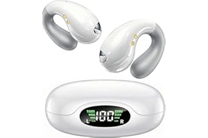 Boytond Ultra Open Ear Earbuds - Ergonomic Clip-On Earbuds, Bone Conduction Over-The-Ear Headphones with Waterproof Design and Secure Fit for Small Ears, Pearl White