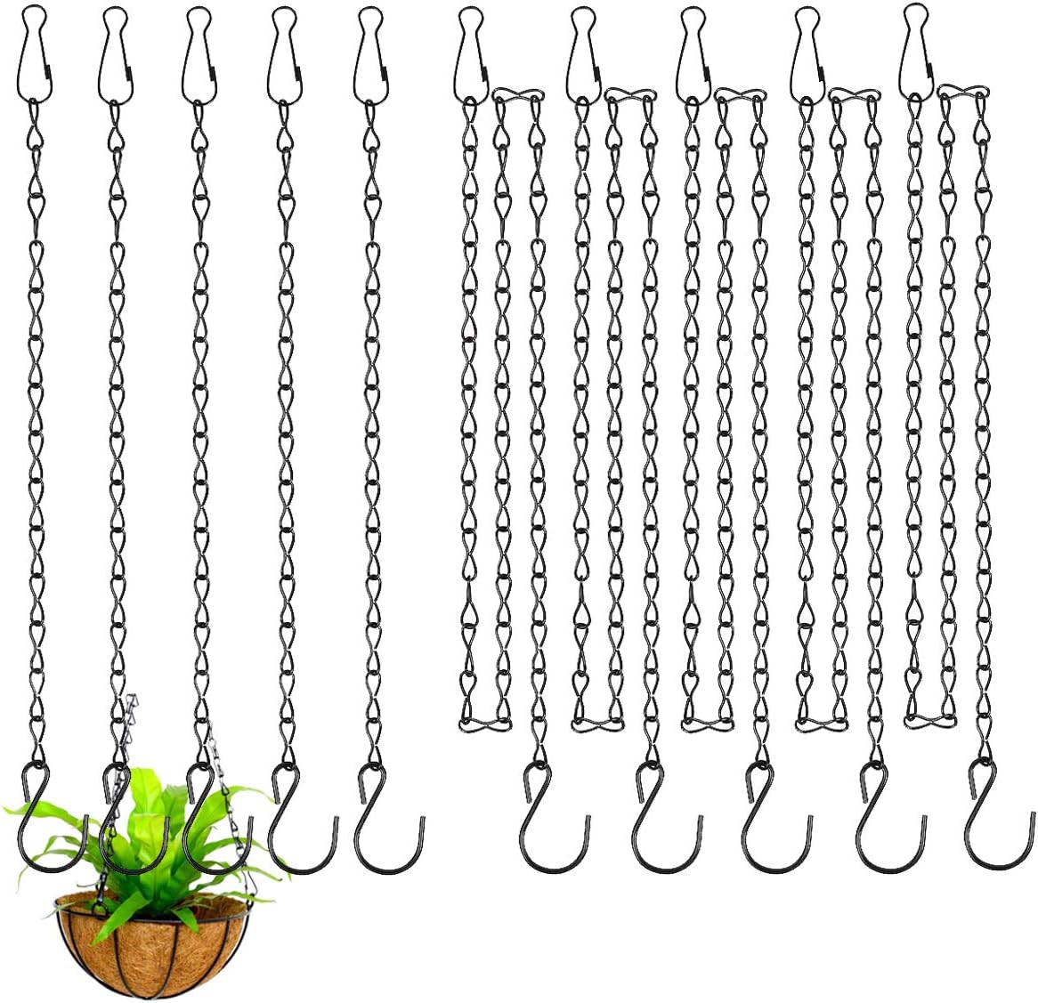 2 Chaînes De Suspension En Métal Avec Crochets - Pour Plantes, Tableaux, Décorations Murales | Longueur 30 Cm, Design Robuste Et élégant