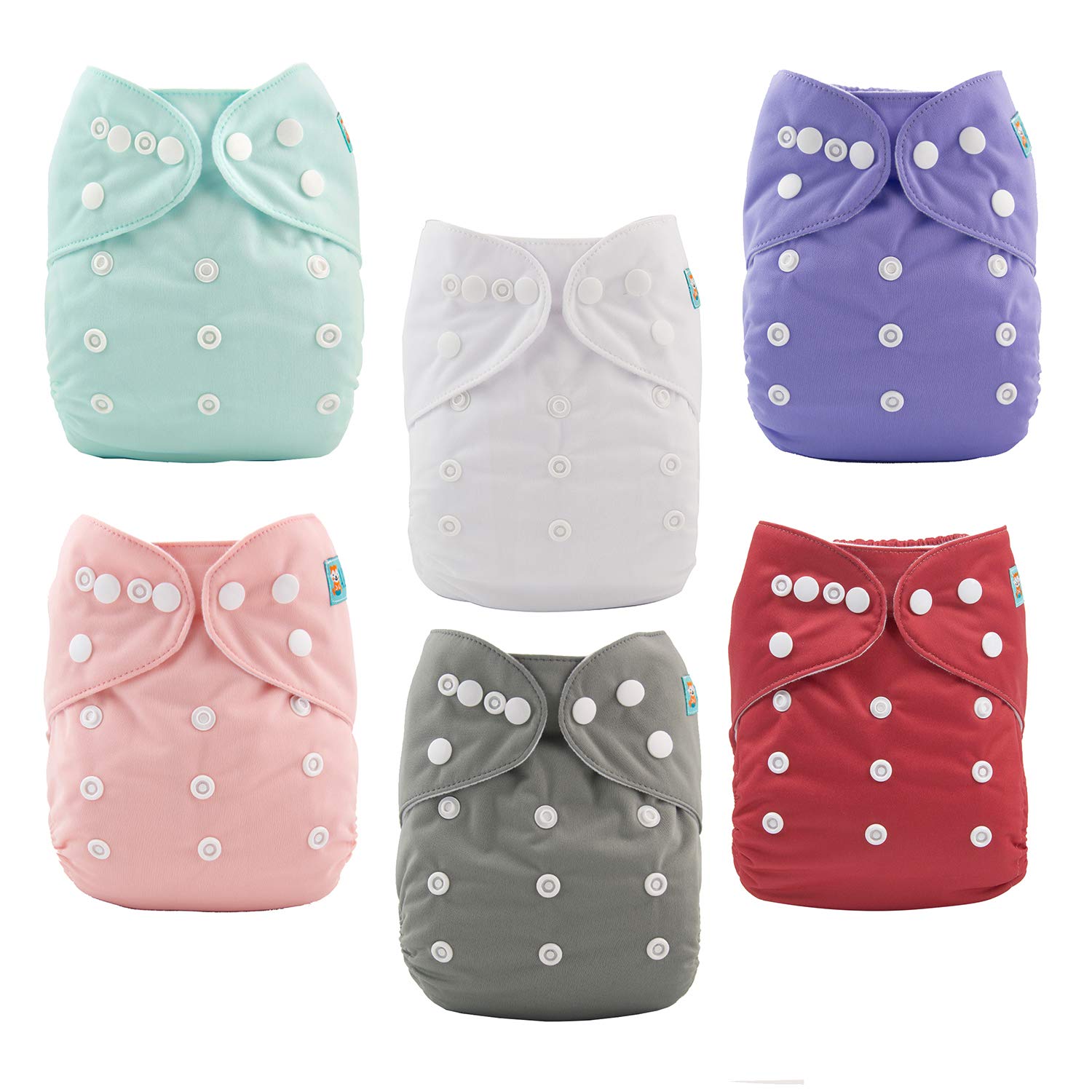 Photo 1 of ALVABABY Baby Cloth Diaper 6 Pack with 12 Inserts One Size Cloth Diaper Covers Adjustable Washable Reusable for Baby Girls and Boys