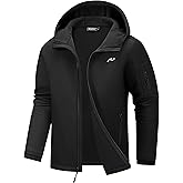 WULFUL Men's Lightweight Softshell Jacket Warm Fleece Lined Windbreaker Waterproof Soft Shell for Outdoor Hiking