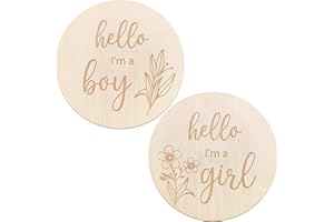 ZIEYOMI Double Sided Gender Reveal Sign Welcome Baby Birth Announcement Sign, Boy Or Girl Sign Pregnancy Announcement, He Or She Photo Prop, Gift for Baby Gender Reveal Shower Nursery Decorations