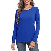 PRIMODA Women's Crew Neck Long Sleeve Shirts Basic Loose Fit Layering Tops