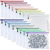 Oaimyy-16Pcs,5"x 7"- Mesh Zipper Pouch Document Folders Bag Plastic Zip File Folders for Office Supplies, Travel,Puzzles Games Organizing Storage Bags Multicolor