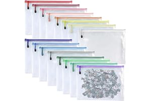 Oaimyy-16Pcs,5"x 7"- Mesh Zipper Pouch Document Folders Bag Plastic Zip File Folders for Office Supplies, Travel,Puzzles Games Organizing Storage Bags Multicolor