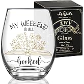ZWV My Weekend is All Booked Wine Glass, With Wine Glasses Reserved for Book lovers, Iibrarians, Teachers, Bookworm Gift Ideas, Inspirational Birthday Gifts for Friends-58