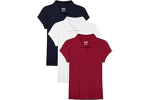 OHD 3 Pack Girls Polo Shirt School Uniform Polo for Girls Cotton Soft Short Sleeve Classic Collared Polo Shirt Size 3T-14