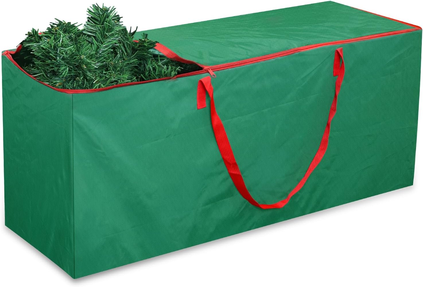 Holiday Décor Storage - Christmas Tree Storage Bag, Stores a 7.5ft Artificial Christmas Tree with Carry Handles and Dual Zipper, Protects Against Dust Insects, Durable Waterproof Material, 48x14.5x20 Inches - Green