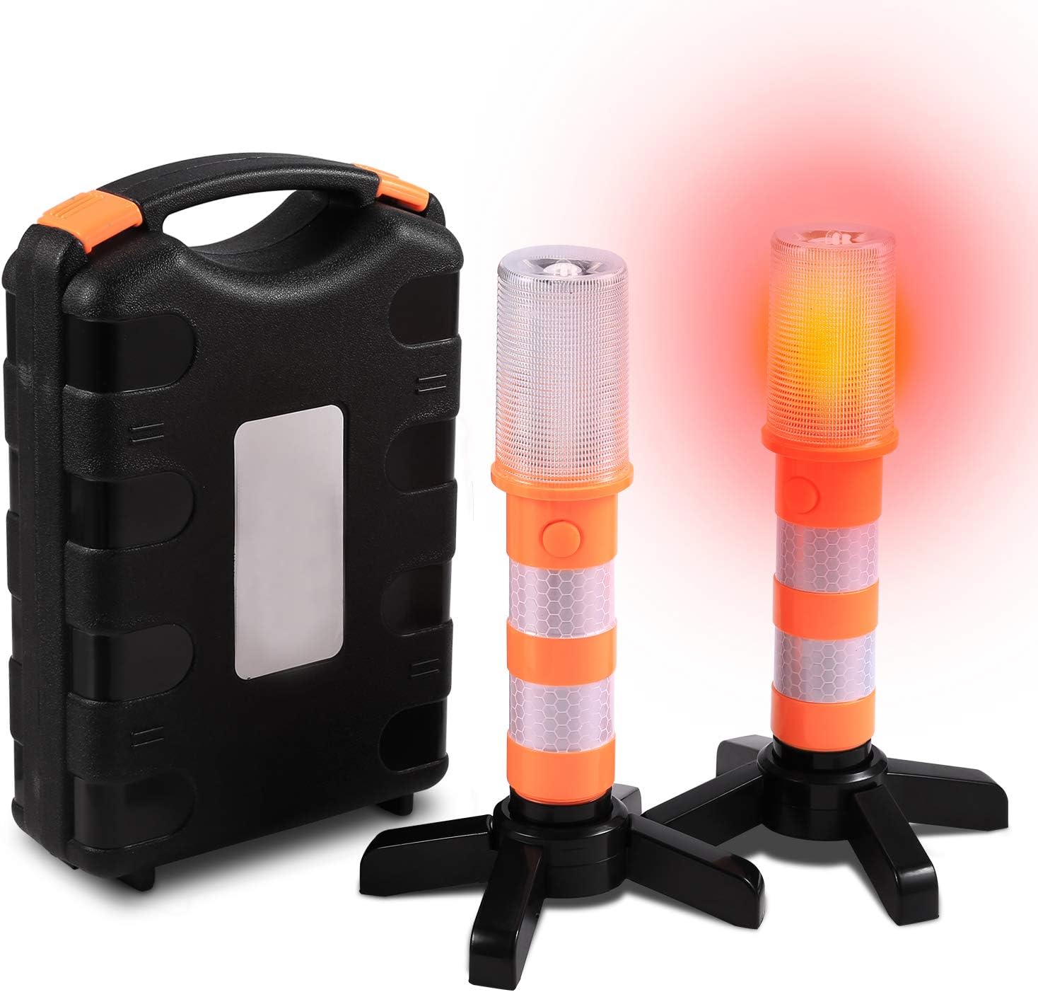 Car Emergency Lights Set of 2 Super Bright LED Roadside Flares Red