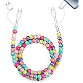 Aolcev USB C Cable 4 in 1 Multi Beaded for iPhone Charger Cord for iPhone 16 15 14 Pro Max MFi Certified 3.3FT Fast Charging Cable 66W Chubby USB A Type C iOS Cable for iPad Galaxy S25 S24 Colored