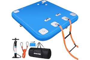 ROMELANDS Inflatable Floating Dock, Swim Platform Floating Island Raft, Large Air Mat Inflatable Water Pad with None-Slip Surface for Lake Pool Beach Ocean