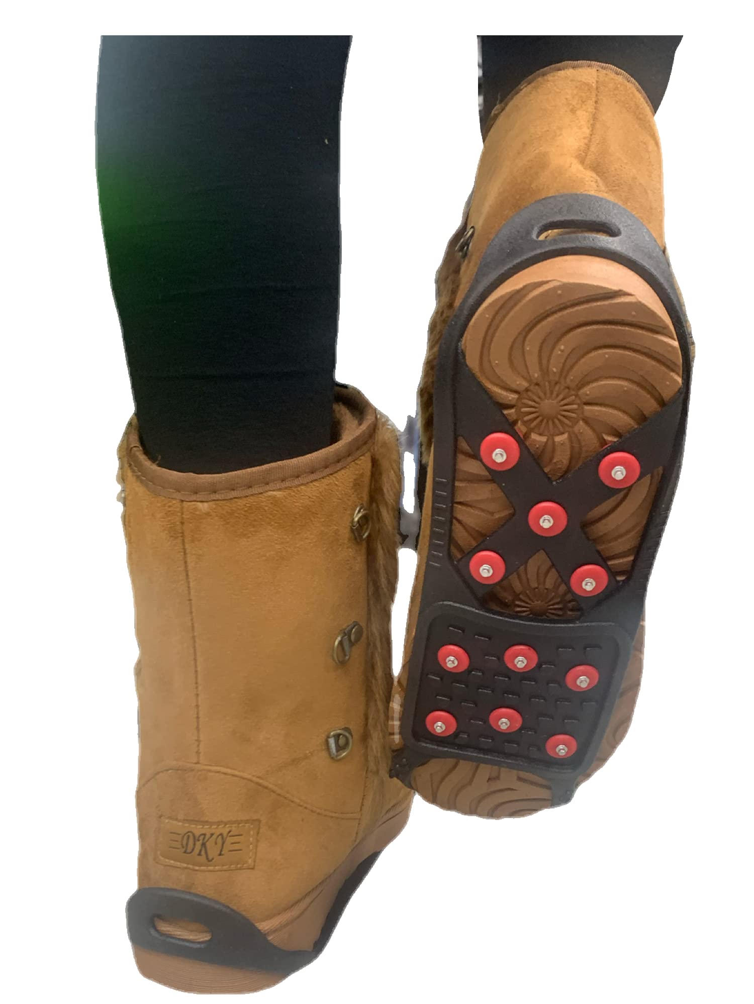 Snow and Ice Grips, Spikes, Anti Slip, Crampon Cleats Overshoe, for Walking, Running, Climbing, Hiking, 3 Sizes (Medium)