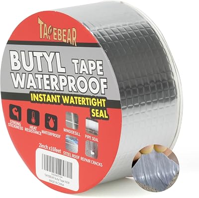 TAPEBEAR Butyl Tape 50mm x 5m Waterproof Heavy Duty Aluminum Foil Sealant