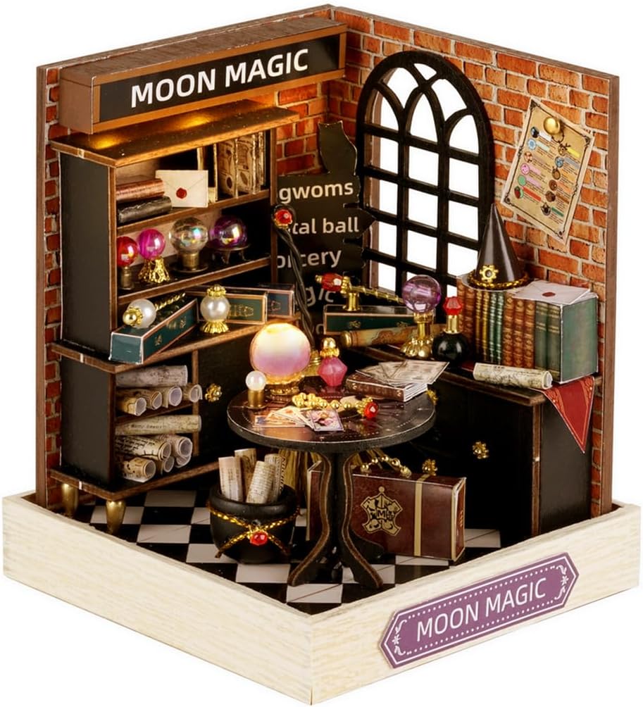 CUTEROOM Moon Magic DIY Miniature House Kit with Furniture and LED