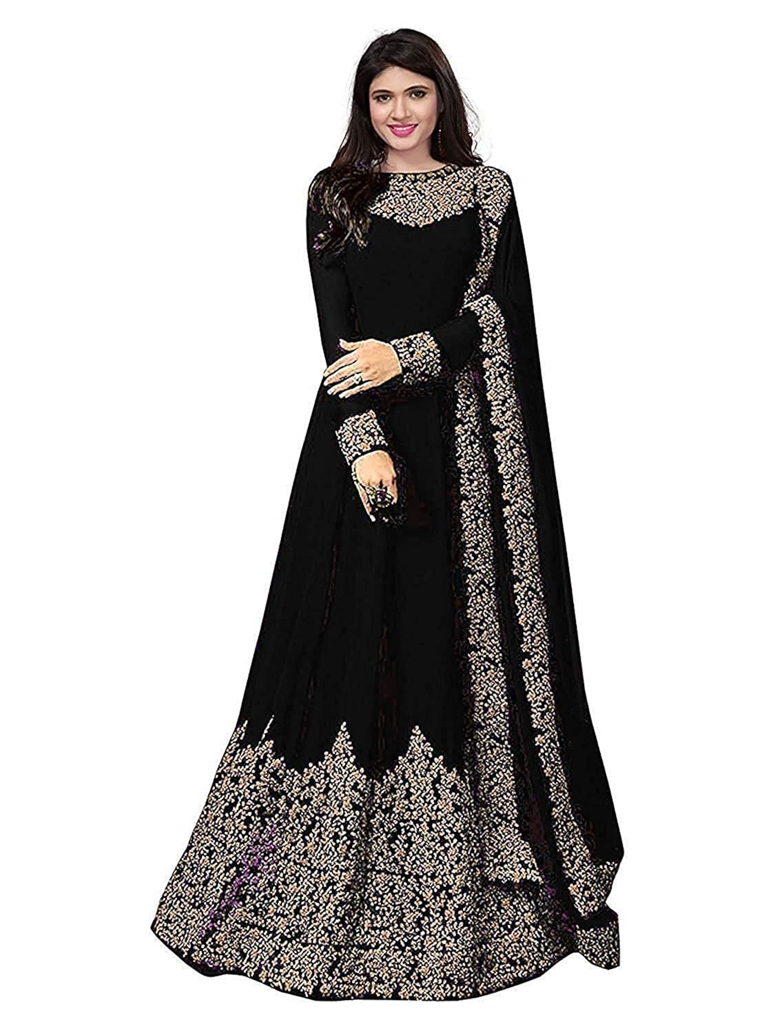jay ambe textiles women's net heavy embroidered semi stitched anarkali gown