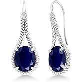 Gem Stone King Oval Dangle Earrings For Women | 925 Sterling Silver | 12X10MM Oval Gemstone Birthstone French Wire Drop Dangle Earrings | 1.18 Inch | Fine Jewelry Gifts for Her Mom Women Wife