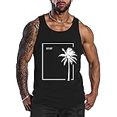 Men Tank Top Beach Summer Hawaii Vacation Plam Tree Graphic Workout Muscle Sleeveless Shirts for Men