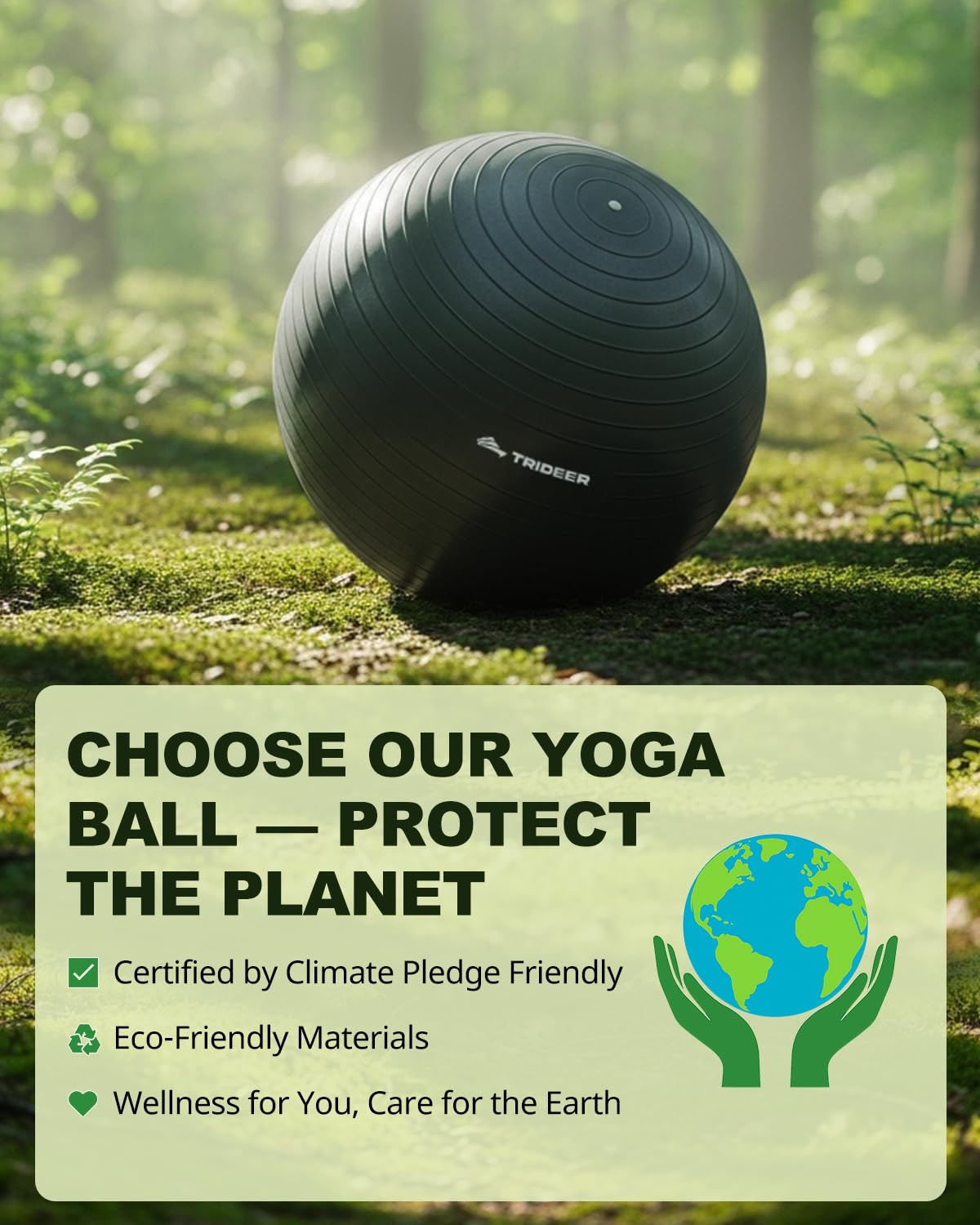 Trideer Exercise Ball for Yoga, Pilates & Fitness – Stability Ball Equipment for Home Gym & Office Chair, Core & Balance Training Accessories, Physical Therapy Equipment, Quick Pump Included, 5 Sizes