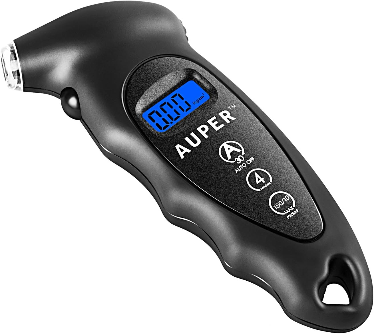 Digital Tire Pressure Gauge, Auper Best Electronic Tire Gauge 150 PSI / 10 BAR 4 Settings Air Pressure Gauge Tester with LCD Display and Keychain Hole for Car, Truck,Motorcycle, Mountain Bike and More
