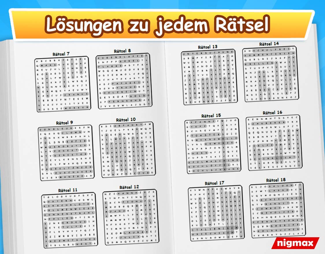 Wortsuchratsel Fur Kinder Ab 6 Jahren 100 Buchstabenratsel Mit Abwechslungsreichen Themen Mit Losungen 5 Schwierigkeitsstufen Nigmax Ratselbuch Nigmax Amazon De Bucher