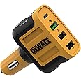 DEWALT USB C Car Charger, 60W 4 Port Fast Car Charger Adapter, PD Type C Car Charger Compatible w/iPhone 16/15/Samsung, Cigarette Lighter USB Charger