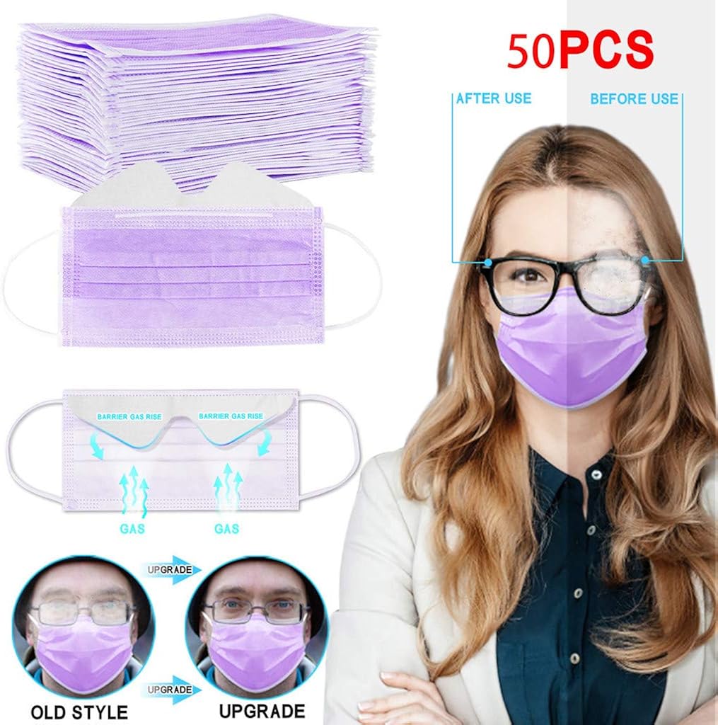 JSPOYOU 50PC Anti-fog Disposable Face 3-Ply Disposable Face at  Women’s Clothing store