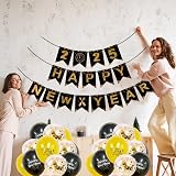 XNBTFK New Year 2025 Decorations Set, Black Gold Banner & Balloons view 5