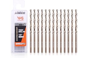 YOHANSEN 1/8 Inch Cobalt Drill Bits (13pcs), M35 High Speed Steel, 135 Degree Tip, Jobber Length Twist Drill Bit Set for Hard Metal, Stainless Steel, Cast Iron, Wood and Plastic, with Storage Case