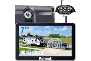 ROHENT Rear&Front Wireless RV Backup Camera: 7'' Touchscreen Monitor Recording Audio Dash Cam USB Plug and Play Easy Install for Trailer Truck HD 1080P Quick Compatible with Furrion Pre-Wired System N10