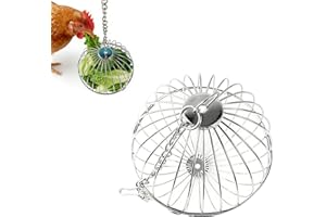Shoyisenka Hanging Chicken Feeder, 5.12 Inch Stainless Steel Electroplated Chicken Toy Feeder for Coop, Chicken Coop Accessor