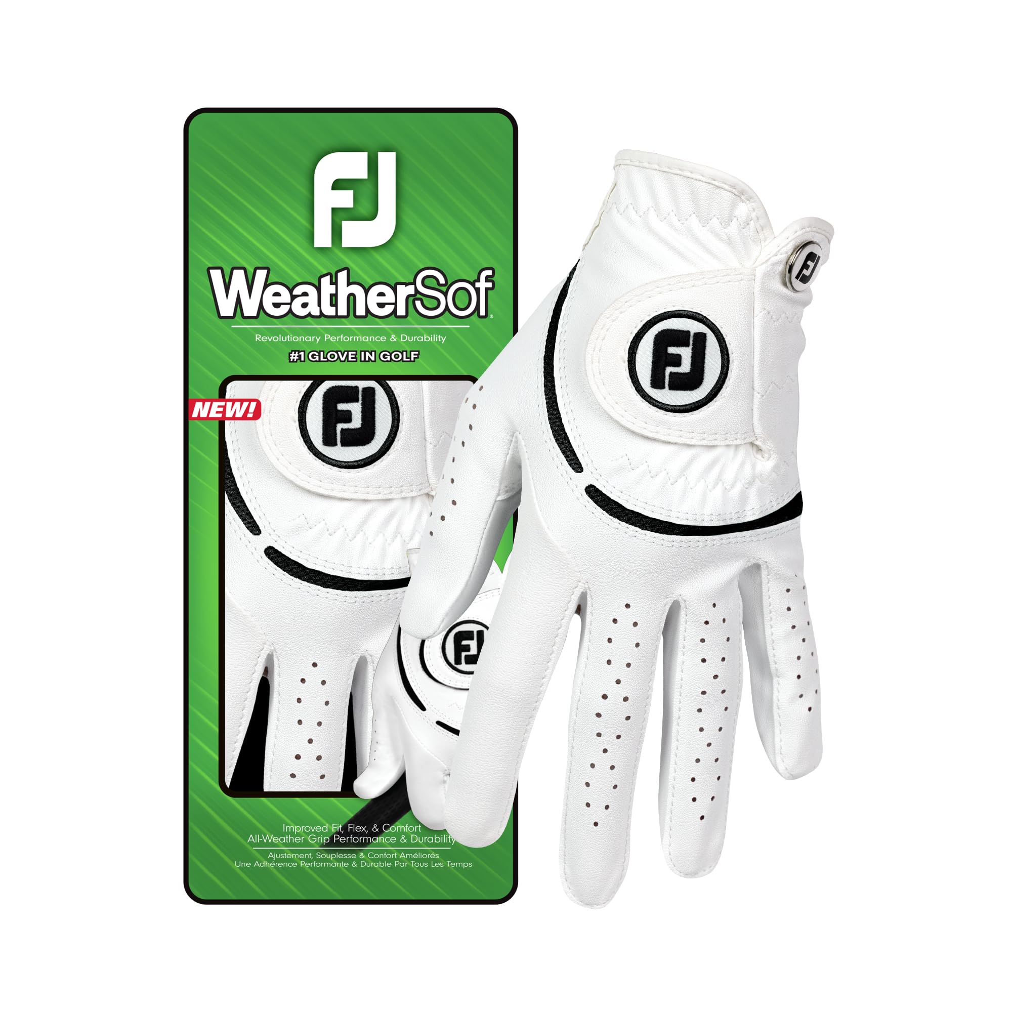 FootJoy WeatherSof Women's Golf Glove, White/Black, Right Hand (for Left Handed Golfer), M-L EU