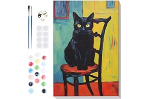 VINDIJA Paint by Numbers Kit for Adults Kids, Cat Adults' Paint by Number Kits on Canvas Framed, Color by Numbers for Adults, Arts Crafts Kits for Girls Ages 8-12 Adults, 8x12in, MT2340