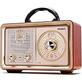 PRUNUS J-110 Radio Portable AM FM,Transistor Plug in Wall AC Power&Battery Powered&Rechargeable Radio for Emergency Use,Vintage Radios with Bluetooth, for Dad and Mom, Grandma