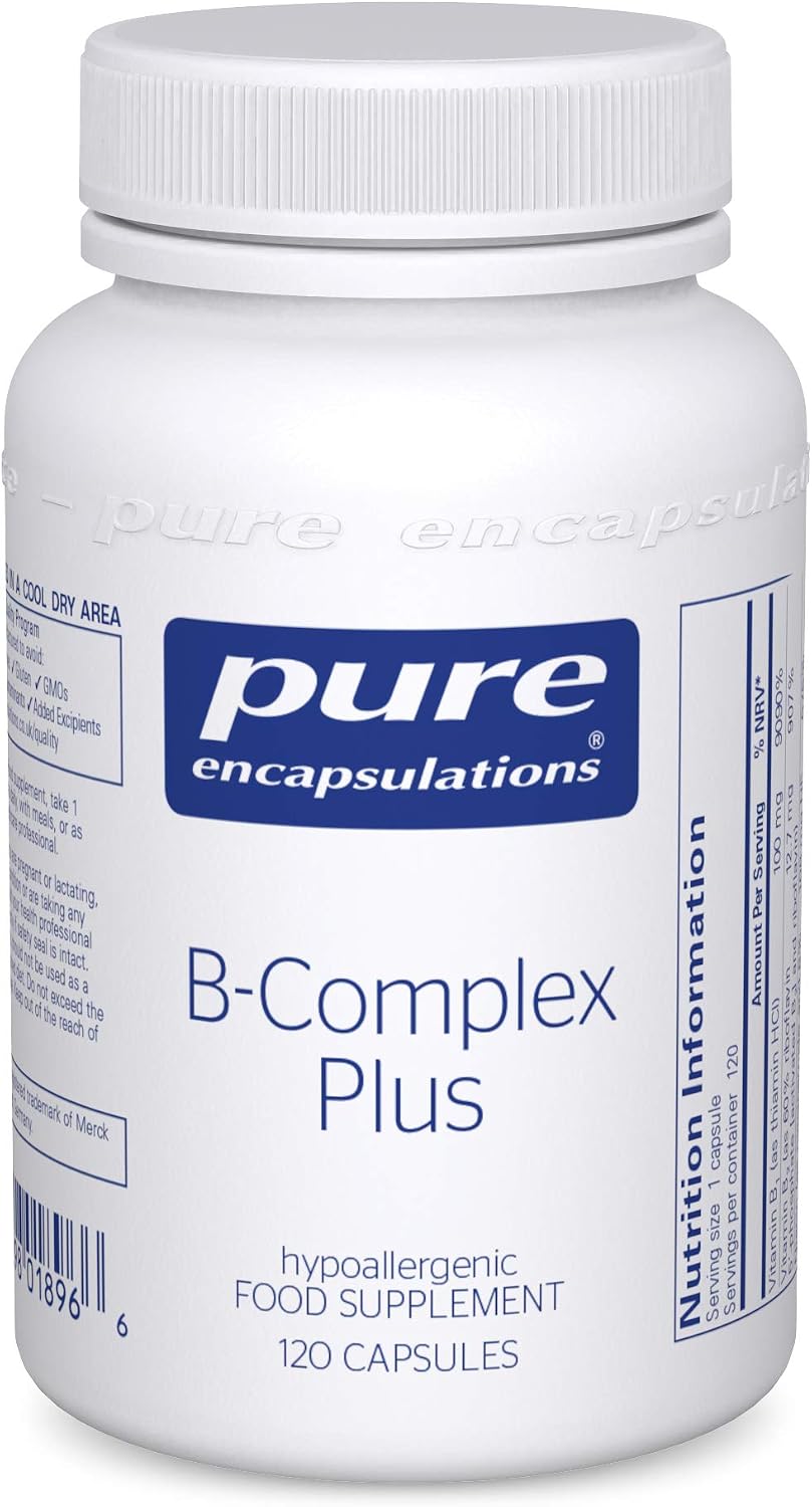 Pure Encapsulations Vitamin B-Complex Plus, B Vitamin Formula with Active Folate, for Cardiovascular Health Memory