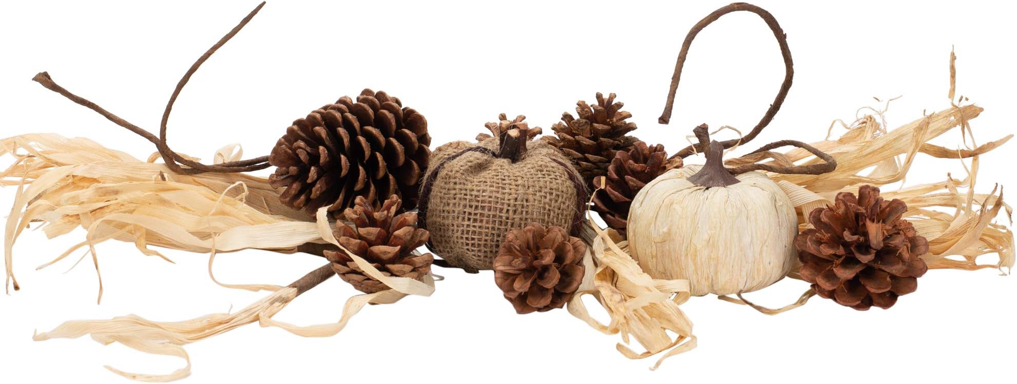 The Royal Standard Rustic Harvest Assorted Artificial Corn Husk Sprays and Pinecones Vase Filler
